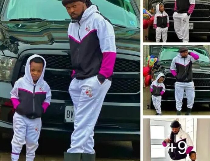 “Son Wey Sabi Pass Him Papa” – Fans React As Actor Kolawole Ajeyemi And Son Wear Matching Outfit In New Pictures